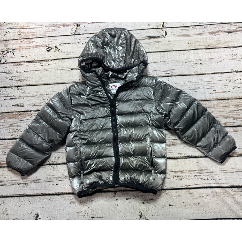 Appaman Unisex Kids 5 Gray Silver Down Winter Puffer Coat Ski Jacket Hooded